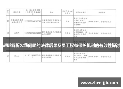 赵鹏解析欠薪问题的法律后果及员工权益保护机制的有效性探讨